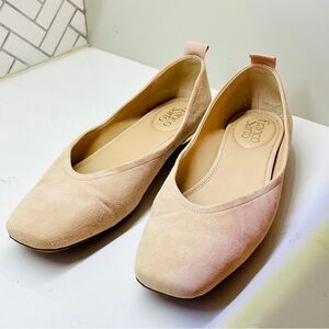 Franco Sarto L-Ailee Women's Cream Blush Nude Tan Suede Leather Flats 8